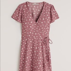 A+F Short-Sleeve Ruffle Wrap Mini Dress